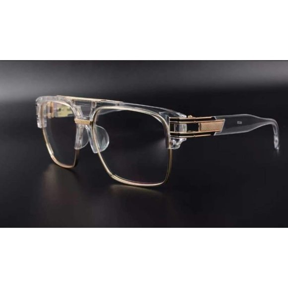 Men's Vintage Retro Sunglasses - Gold Frame With Clear Mirror Lens, UV400 Protection